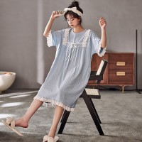 法式蕾丝公主风女士长款睡裙春夏宫廷风甜美白色长袖睡衣家居服女