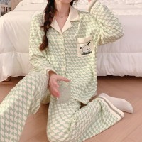 网红风棉质长袖睡衣女款2024年春秋夏季新款休闲可外出家居服套装