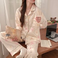 网红风棉质长袖睡衣女款2024年春秋夏季新款休闲可外出家居服套装