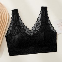 新款固定杯镂空无痕美背少女文胸性感蕾丝无钢圈瑜伽运动背心女夏