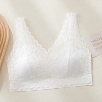 新款固定杯镂空无痕美背少女文胸性感蕾丝无钢圈瑜伽运动背心女夏