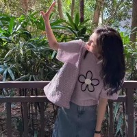 白色正肩冰丝针织短袖t恤女夏季体恤设计感小众修身ins潮短款上衣