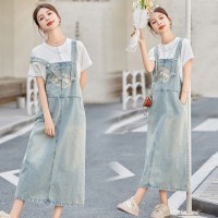 洋气背带裙套装女2024夏季新款女装时尚名族风两件套
