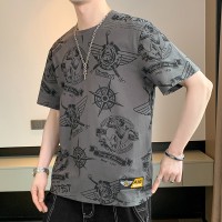 大码短袖t恤男士新款夏季纯棉休闲潮流上衣宽松潮流短袖T恤