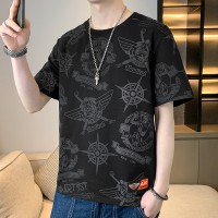 大码短袖t恤男士新款夏季纯棉休闲潮流上衣宽松潮流短袖T恤