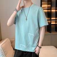 纯棉短袖T恤男士夏季韩版潮流烫金时尚宽松休闲短袖