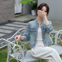欧洲站设计感重工钉珠牛仔外套女2024春季新款新中式时尚百搭上衣