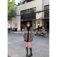 慵懒风V领宽松学院风刺绣针织开衫长袖设计感小众上衣毛衣外套女