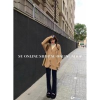 慵懒风V领宽松学院风刺绣针织开衫长袖设计感小众上衣毛衣外套女