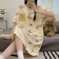 2024年新款睡裙女夏季纯棉短袖孕妇性感夏天大码甜美睡衣女款夏款