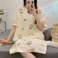 2024年新款睡裙女夏季纯棉短袖孕妇性感夏天大码甜美睡衣女款夏款