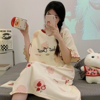 2024年新款睡裙女夏季纯棉短袖孕妇性感夏天大码甜美睡衣女款夏款