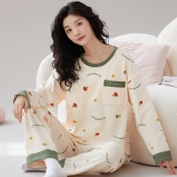 秋冬季睡衣女长袖长裤套装春款家居服精梳棉可爱卡通春秋款可外穿