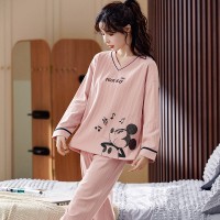 秋冬季睡衣女长袖长裤套装春款家居服精梳棉可爱卡通春秋款可外穿