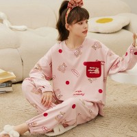 秋冬季睡衣女长袖长裤套装春款家居服精梳棉可爱卡通春秋款可外穿