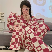 睡衣女士纯棉春秋季2024年新款长袖甜美秋冬款薄款大码家居服套装
