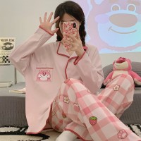 睡衣女士纯棉春秋季2024年新款长袖甜美秋冬款薄款大码家居服套装