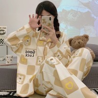 睡衣女士纯棉春秋季2024年新款长袖甜美秋冬款薄款大码家居服套装