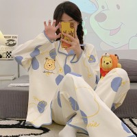 睡衣女士纯棉春秋季2024年新款长袖甜美秋冬款薄款大码家居服套装