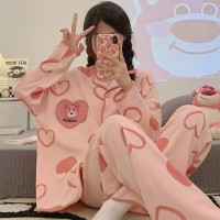 睡衣女士纯棉春秋季2024年新款长袖甜美秋冬款薄款大码家居服套装