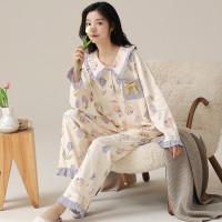 7A抑菌防螨睡衣女春秋季纯棉长袖全棉2024年新款可外穿家居服套装