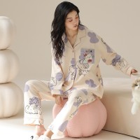 7A抑菌防螨睡衣女春秋季纯棉长袖全棉2024年新款可外穿家居服套装