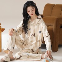 7A抑菌防螨睡衣女春秋季纯棉长袖全棉2024年新款可外穿家居服套装