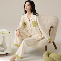 7A抑菌防螨睡衣女春秋季纯棉长袖全棉2024年新款可外穿家居服套装