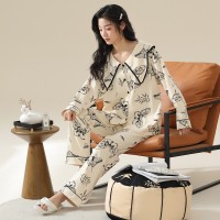 7A抑菌防螨睡衣女春秋季纯棉长袖全棉2024年新款可外穿家居服套装