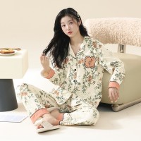 7A抑菌防螨睡衣女春秋季纯棉长袖全棉2024年新款可外穿家居服套装