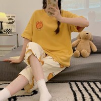 2024新款睡衣女夏季女款女士纯棉短袖七分裤套装套头家居服夏天