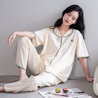 睡衣女夏季纯棉短袖长裤半袖女士夏天套装春秋款软妹风家居服夏款