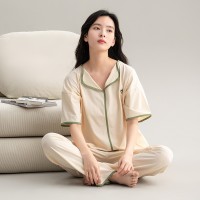 睡衣女夏季纯棉短袖长裤半袖女士夏天套装春秋款软妹风家居服夏款
