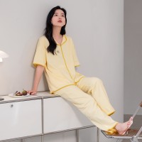 睡衣女夏季纯棉短袖长裤半袖女士夏天套装春秋款软妹风家居服夏款