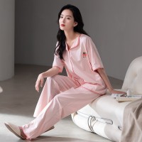 睡衣女夏季纯棉短袖长裤半袖女士夏天套装春秋款软妹风家居服夏款