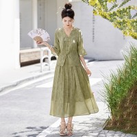 【现货主推款】24年新款中式优雅领型修饰颈部线条迷人气质两件套