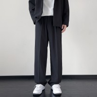夏季纯色休闲西裤男时尚韩版垂坠感宽松直筒阔腿裤