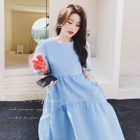 提花韩版大码宽松抽绳调节连衣裙199