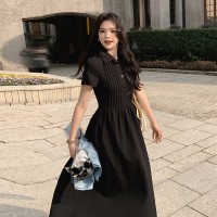 【现货主推】法式风白色连衣裙女夏季2024新款气质收腰衬衫长裙