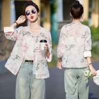 两色现货~~~2024夏季新款气质百搭刺绣新中式防晒衫薄款外套女装