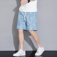 大码沙滩裤男夏季冰丝薄款花短裤宽松潮牌休闲居家五分速干大裤衩