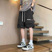 新款男士五分裤夏季薄款宽松直筒学生裤子外穿透气休闲潮短裤
