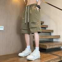 新款男士五分裤夏季薄款宽松直筒学生裤子外穿透气休闲潮短裤