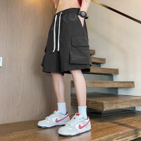 工装短裤男士夏季薄款潮牌宽松直筒休闲速干透气冰丝五分裤大裤衩
