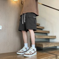 日系冰丝速干运动短裤男士夏季大码薄款透气宽松工装五分抽绳男生