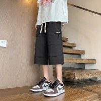 2024新款男士七分裤夏季薄款宽松直筒学生裤子外穿透气休闲潮短裤