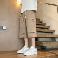 2024新款男士七分裤夏季薄款宽松直筒学生裤子外穿透气休闲潮短裤