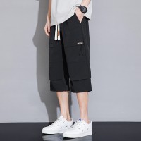 2024新款男士七分裤夏季薄款冰丝宽松直筒学生裤子外穿透气休闲潮