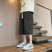 工装七分裤男夏季2024新款冰丝薄款休闲潮牌宽松美式运动短裤子