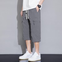 工装七分裤男夏季2024新款冰丝薄款休闲潮牌宽松美式运动短裤子